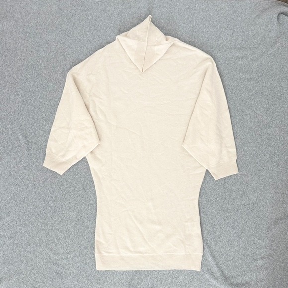 Toteme Sweater Small Tunic Long Ivory Cashmere High Neck Draped Quiet Luxury - Picture 13 of 16